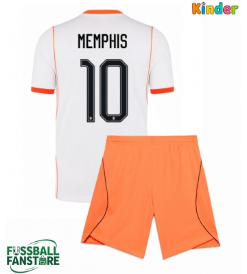 Niederlande Memphis Depay #10 Replik Auswärtstrikot Kinder WM 2026 Kurzarm (+ Kurze Hosen)